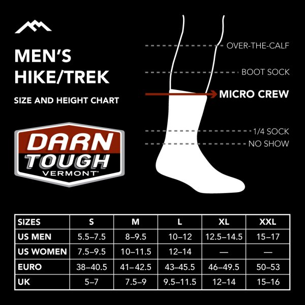 Darn Tough Herren 1999 PCT Micro Crew Lightweight Hiking Sock